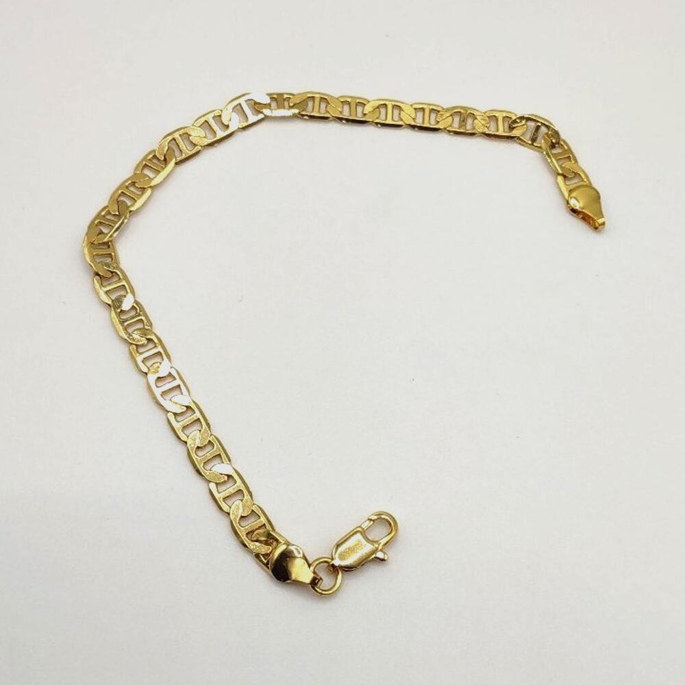 18k Gold Plated Bracelet Mariner's Chain 6mm Valentine's Birthday Gift - New!